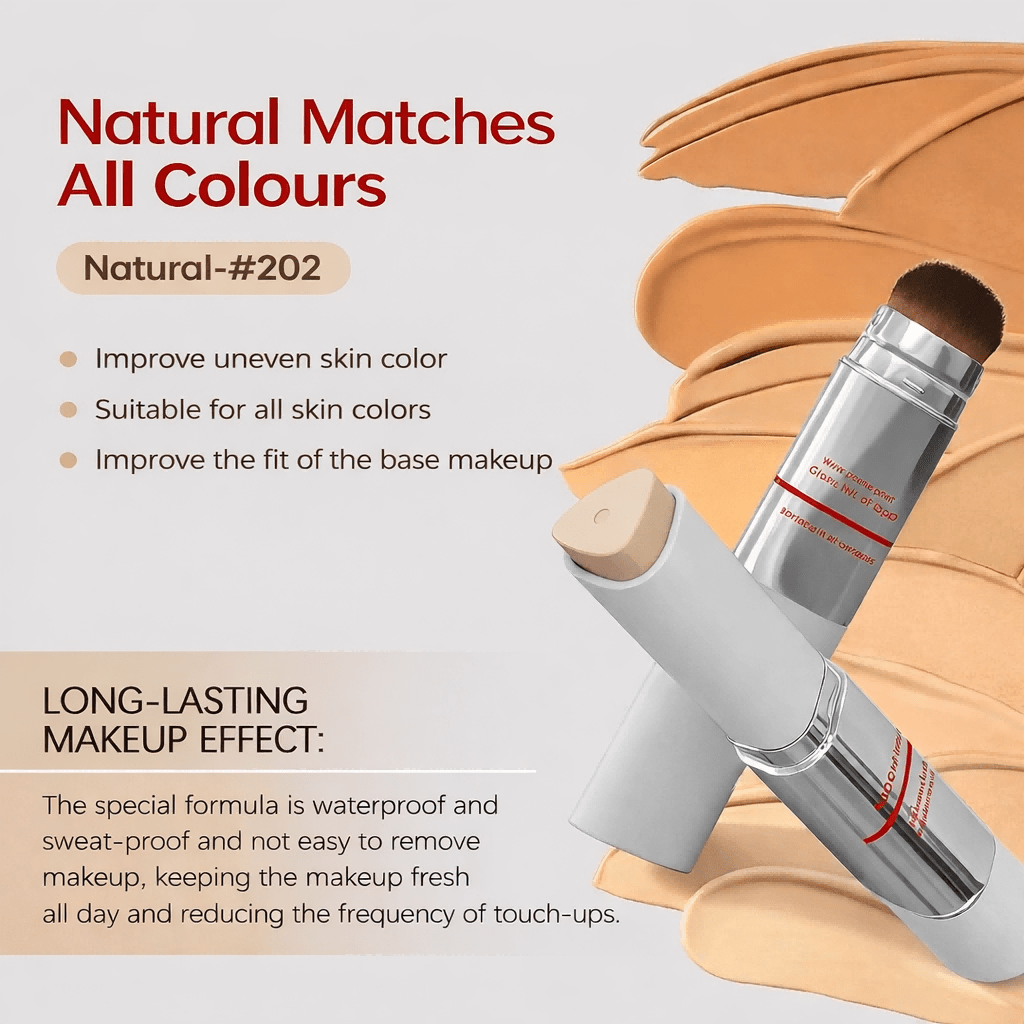 Color-Matching Collagen Foundation Stick with Built-In Brush – Perfect Shade, Flawless Skin