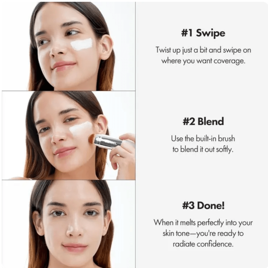 Color-Matching Collagen Foundation Stick with Built-In Brush – Perfect Shade, Flawless Skin